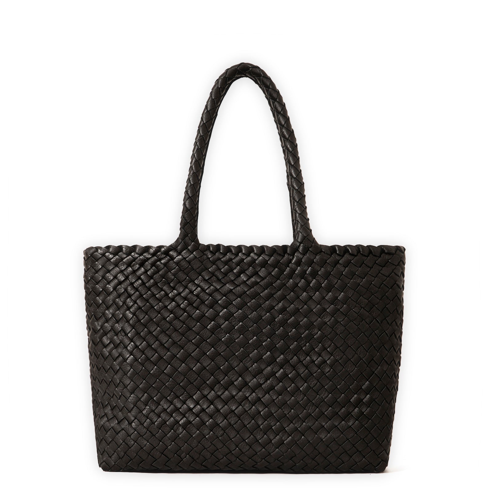 NWT $270 Tuscany Leather Black Woven Leather Handbag Black Genuine Leather Woven Weaved Nantucket Tote Bag BNWT  main image 2