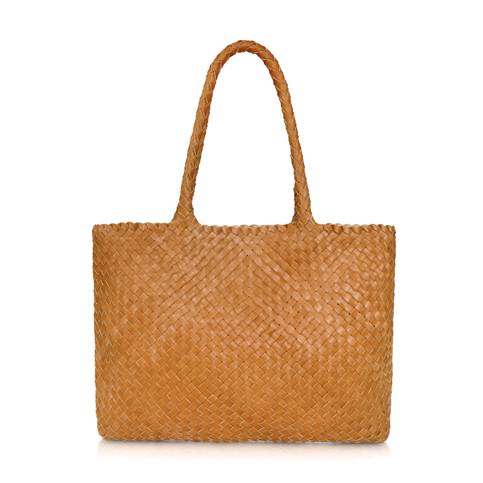 FRENCH LOVER. Handmade real leather oversized tote bag with woven