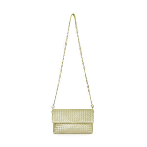The Julia Woven Fold Over Clutch - Suede Leather