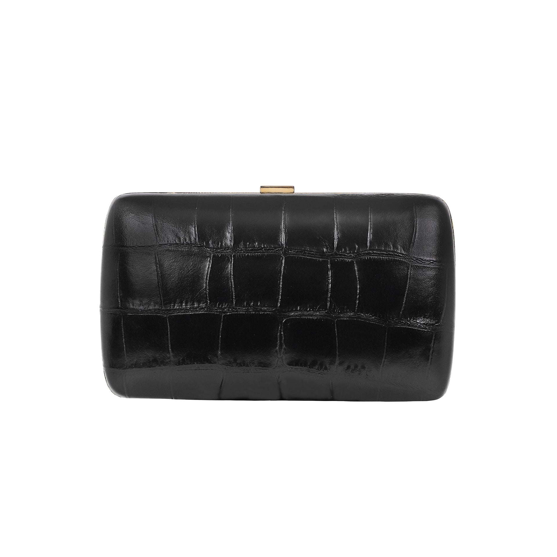 Handmade Italian Embossed-Croc Clutch, Leather, Gold Strap, Made in ...