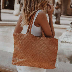 The Classic Elena Woven Handbag - Premium Leather