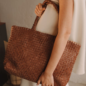 The Classic Elena Woven Handbag - Premium Leather