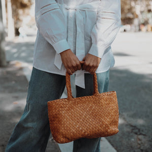 Elena Handbags Large Fashion Straw Woven Tote Bag Brown